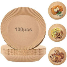 (100pcs-carton 16*4.5cm, Natural yellow) household baking paper for air fryer large round