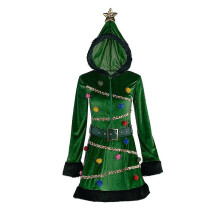 (3XL) Christmas Costume For Womens Outfit Cosplay Suit Xmas Cosplay Suit Green Party Costume