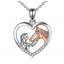 (copper Horse) Girl And Horse Necklace Pendant For Girls Horse Jewellery Horse Gifts For Women 18" Multi-color Optional