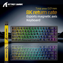 (Moonlit Night) X68HE ATTACK SHARK Magnetic Gaming Keyboard Mechanical Wired for Pro Gaming 0.01mm Rapid Trigg 8000Hz SOCD/Rs 0.125ms 128K Rate