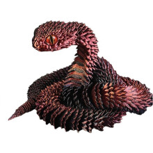 (Black Red) 3D Printed Viper Snake, Flexible Snake & Articulated Fidget Toy, Crystal-Like Spirit Animal Figure Model Toy for Adults Kids