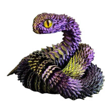 (Purple Gold) 3D Printed Viper Snake, Flexible Snake & Articulated Fidget Toy, Crystal-Like Spirit Animal Figure Model Toy for Adults Kids