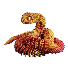 (Laser Red) 3D Printed Viper Snake, Flexible Snake & Articulated Fidget Toy, Crystal-Like Spirit Animal Figure Model Toy for Adults Kids