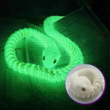 (Luminous) 3D Printed Viper Snake, Flexible Snake & Articulated Fidget Toy, Crystal-Like Spirit Animal Figure Model Toy for Adults Kids
