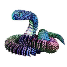 (Red Green Blue) 3D Printed Viper Snake, Flexible Snake & Articulated Fidget Toy, Crystal-Like Spirit Animal Figure Model Toy for Adults Kids