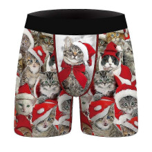 (L, C) Men's Funny 3D Print Christmas Boxer Briefs Boxer Shorts Underwear Gag Gift