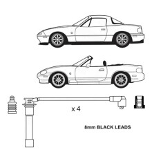 For MX5 Mk1 Mk2 1990-2005 Powerspark 8mm Double Silicone HT Leads Kit Wires DKB139 Yellow