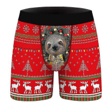 (M, E) Men's Funny 3D Print Christmas Boxer Briefs Boxer Shorts Underwear Gag Gift