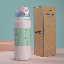 (24oz, Light pink) Double Drink Sports Water Bottle Stainless Steel Vacuum Insulated Cup Large Capacity