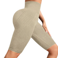 High Waist Leggings for Women capris Tummy Controls-Apricot M