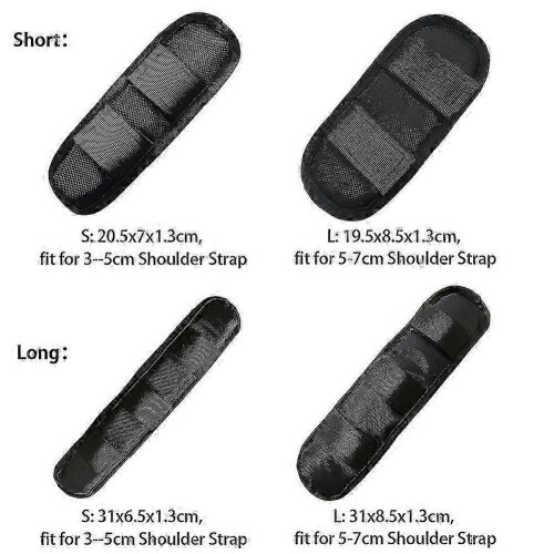 (S, Black Short) Backpack shoulder strap pad non slip hook and loop fastener padded 1
