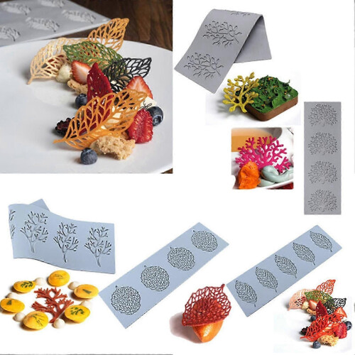(4) Fondant cake mould 3D silicone leaves shape 2