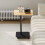 Living And Home C Shaped Side Table with Lockable Wheels, Natural Wood 2