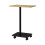 Living And Home C Shaped Side Table with Lockable Wheels, Natural Wood 4