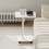 Living And Home C Shaped Side Table with Lockable Wheels, White 2