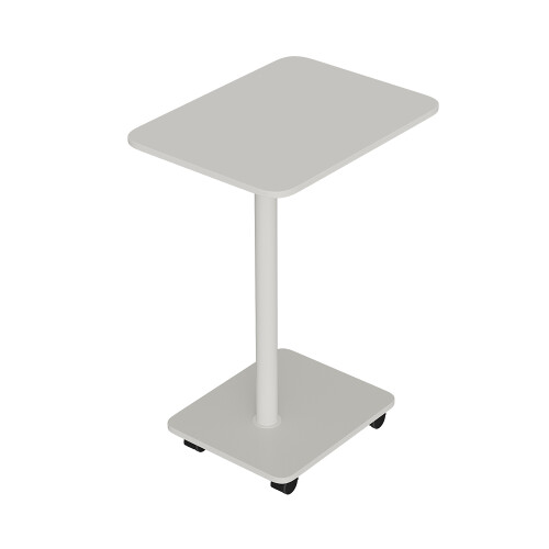 Living And Home C Shaped Side Table with Lockable Wheels, White 2