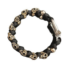 (Black) Bracelet Tressé Punk Vintage Crâne Fête