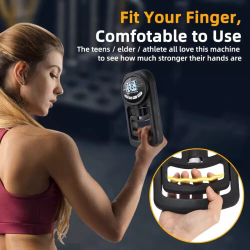 180kg Rechargeable Electronic Hand Dynamometer Grip Strength Tester Black 2
