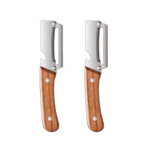 Edelstahl-Schäler mit Holzgriff 2er-Set – Multifunktionaler Küchenschäler für Kartoffeln und Gemüse, Silber
