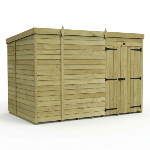 10 x 6 Pent Shed Tanalised (Double Door, No Windows) 1