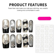 (XS) Ongles Faux Chat Noir 10pcs Femme