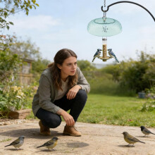 (Green) Housse Pluie Mangeoire Oiseaux PE Inox