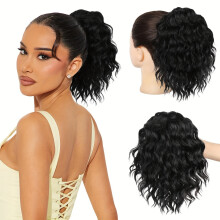 (1B) Synthetic Wavy Wig Cap with Drawstring for Party & Daily
