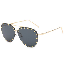 (Gold Frame Black Gray Sheet) Lunettes Métal HD Cadr. Ovale UV400