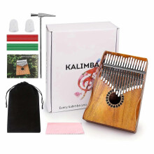 Kalimba Thumb Piano 17 Keys Portable Mbira Finger Piano Tune Hammer Reduce Stress Gift for Well-bein