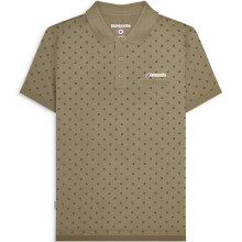 (2XL, Khaki/Java) Lambretta Mens Target AOP Premium Short Sleeve Cotton Casual Polo Shirt