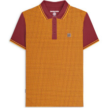 (3XL, Burgundy) Lambretta Mens Houndstooth Short Sleeve Polo Shirt