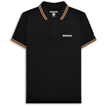 (XL, Black) Lambretta Mens Twin Tipped Short Sleeve 3 Button Placket Cotton Polo Shirt Top