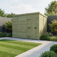 10 x 6 Pent Shed Tanalised (Single Door, No Windows)