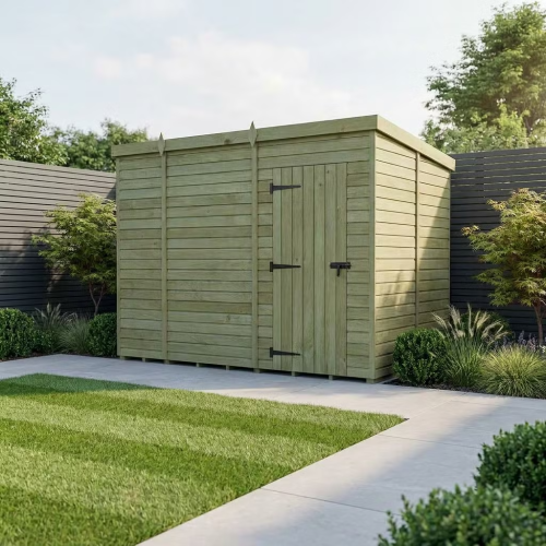 10 x 6 Pent Shed Tanalised (Single Door, No Windows)