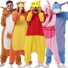 (L, Piglet) Adult Winnie The Pooh Flannel Onesie11 Cosplay Costu me Kigurumi Hoodies Pajamas
