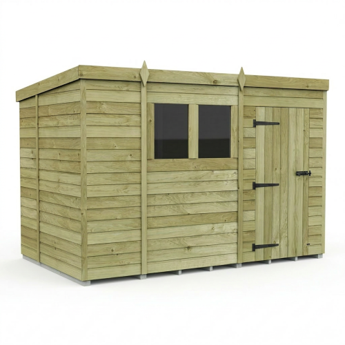 10 x 6 Pent Shed Tanalised (Single Door, With Windows) 1