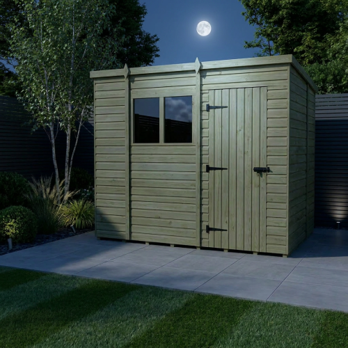 10 x 6 Pent Shed Tanalised (Single Door, With Windows) 2