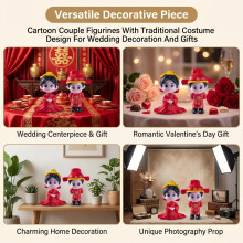 (Red Couple, Set of 2) Hochzeitsfiguren: Traditionelles Paar-Deko & Geschenk