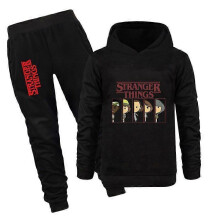 (160, black) Kids Stranger Things Hoodie Boys Hellfire Club Tracksuit Top Pants Outfits Sets