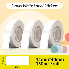 (14x40mm 3Roll 160pcs) Phomemo D30 Q30 Q30S Q31 Printer Square White Self-Adhesive Labels Paper 3 Rolls Stickers Tear-proof