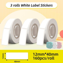(12x40mm 3Roll 160pcs) Phomemo D30 Q30 Q30S Q31 Printer Square White Self-Adhesive Labels Paper 3 Rolls Stickers Tear-proof