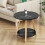 Living And Home 50cm Black Double-Tier Round Wooden Side Table 2