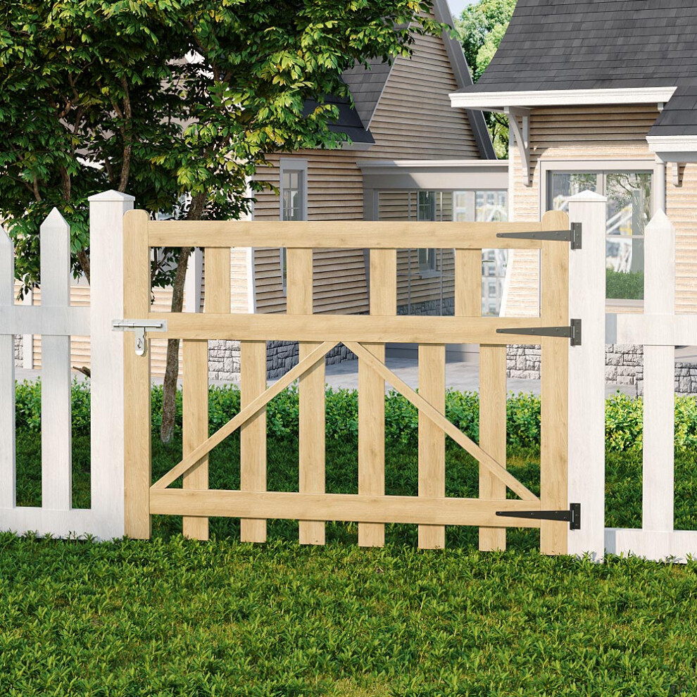 120X90cm Wooden Garden Gate, Spruce Fence Gate With T-Hinges & Stainless Steel Bolt 614633981904