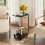 Living And Home C-Shaped Side Table with Storage Bag, Black 2