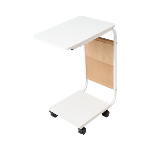 Living And Home C-Shaped Side Table with Storage Bag, White 2