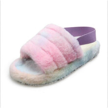 (37, Color) Womens Faux Fur Fluffy Sliders Slip On Flat Warm Slippers Sandals