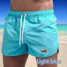 (3XL, sky blue) 2024 Men's Quick-Dry Swim Trunks Sports Beach Shorts Jogging Swimwear
