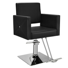 Fauteuil de barbier réglable avec pompe hydraulique, pivotant à 360, noir