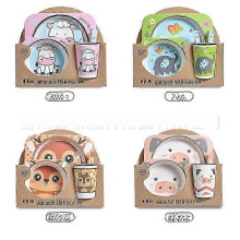 (Five.piece.set.with.box, 4.7.pictures.randomly.mixed) Creative New Bamboo Fiber Kids Dinnerware Set Five Piece Set Kindergarten Baby