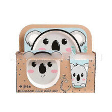(Five.piece.set.with.box, koala) Creative New Bamboo Fiber Kids Dinnerware Set Five Piece Set Kindergarten Baby